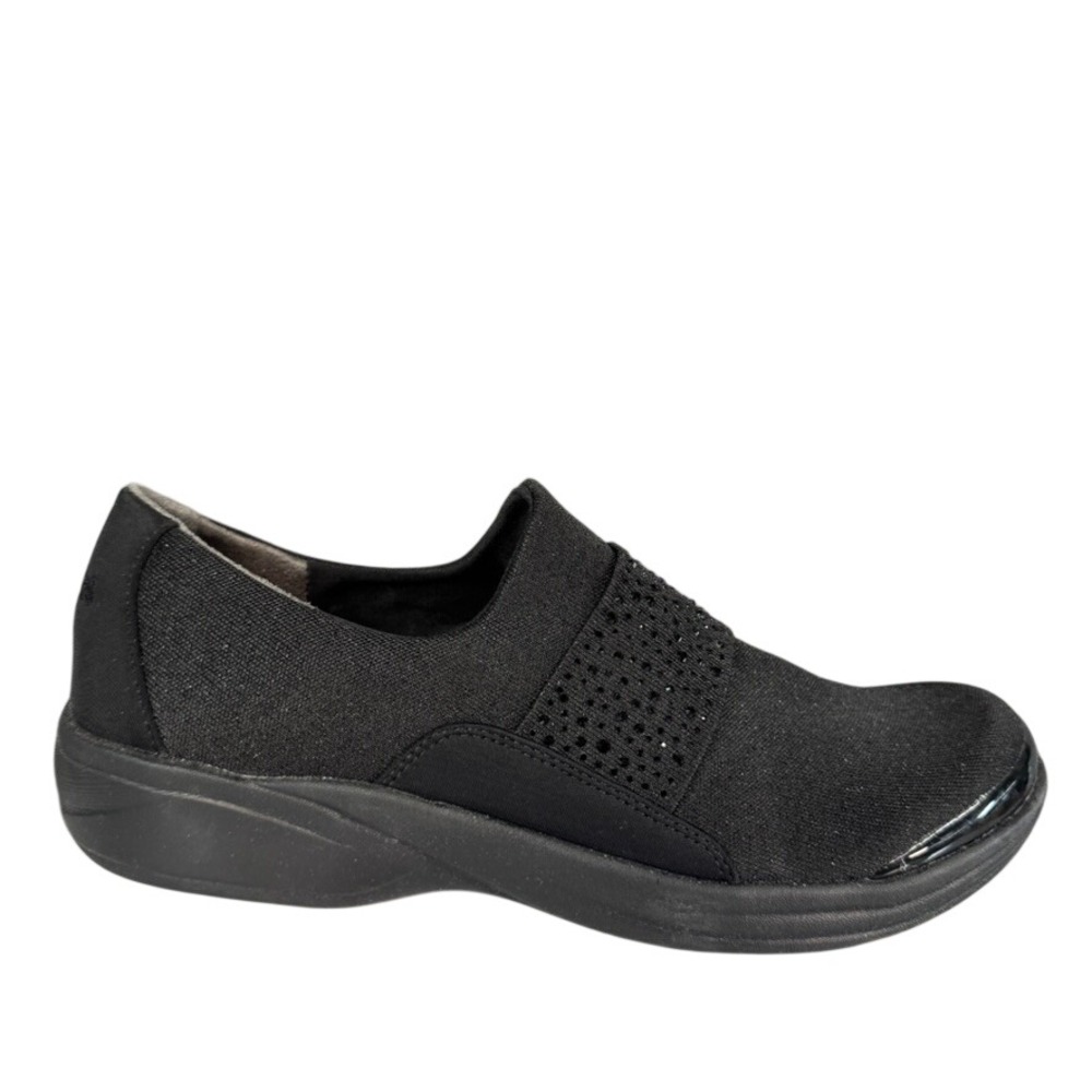 Bzees Womens Black Rhinestone Slip On Comfort Walking Shoes Machine Washable 11